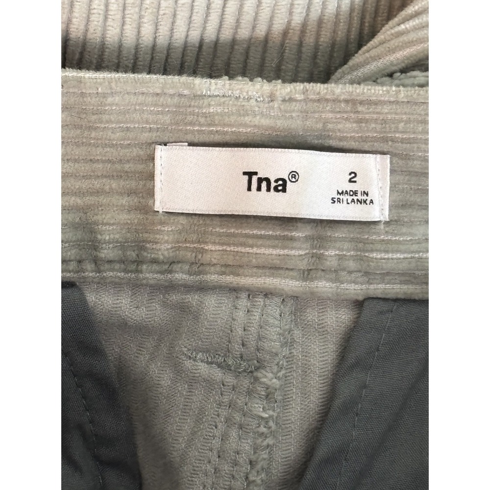 TNA High Rise Corduroy Ribbed Wide Leg Pants EUC HR HW Size 2 Light Green EUC - Picture 4 of 5